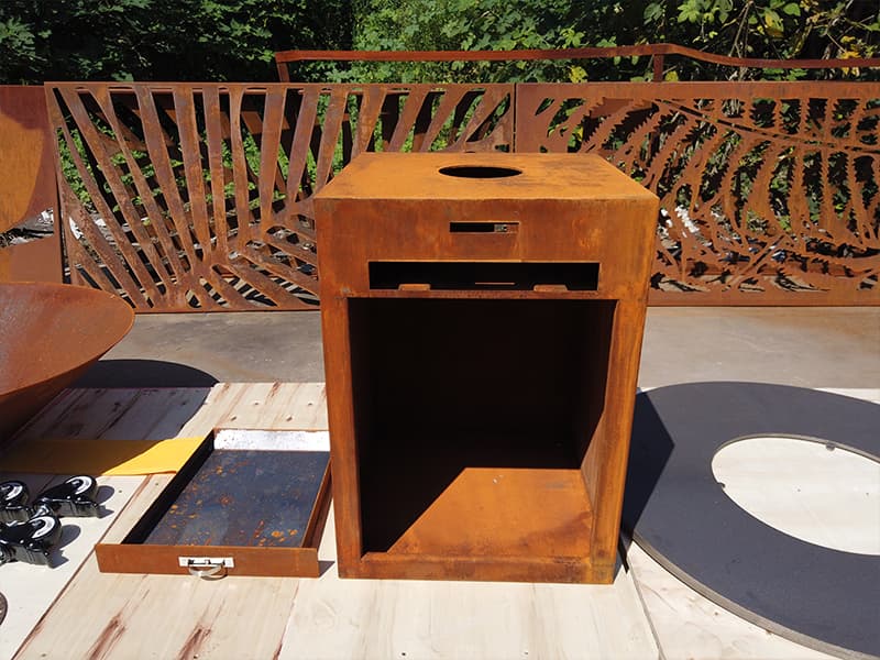 Corten Steel Charcoal Grill At Terrace Brazil